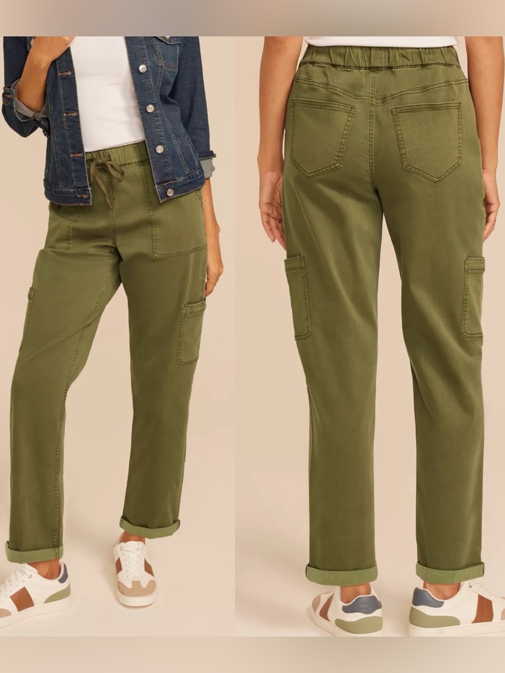 Maurices Weekender Straight Leg Cargo Pants Green Size Medium NWT New